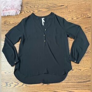 Bellatrix Button Blouse Sheer Top Shirt Black Medium Nordstrom Long Sleeve
